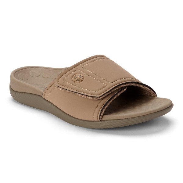 Vionic Sandals Ireland - Kiwi Slide Sandal Brown Khaki - Mens Shoes On Sale | YHREO-1803
